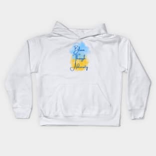 Bloom Through Adversity - Ukrainian Flag (Watercolor) Kids Hoodie